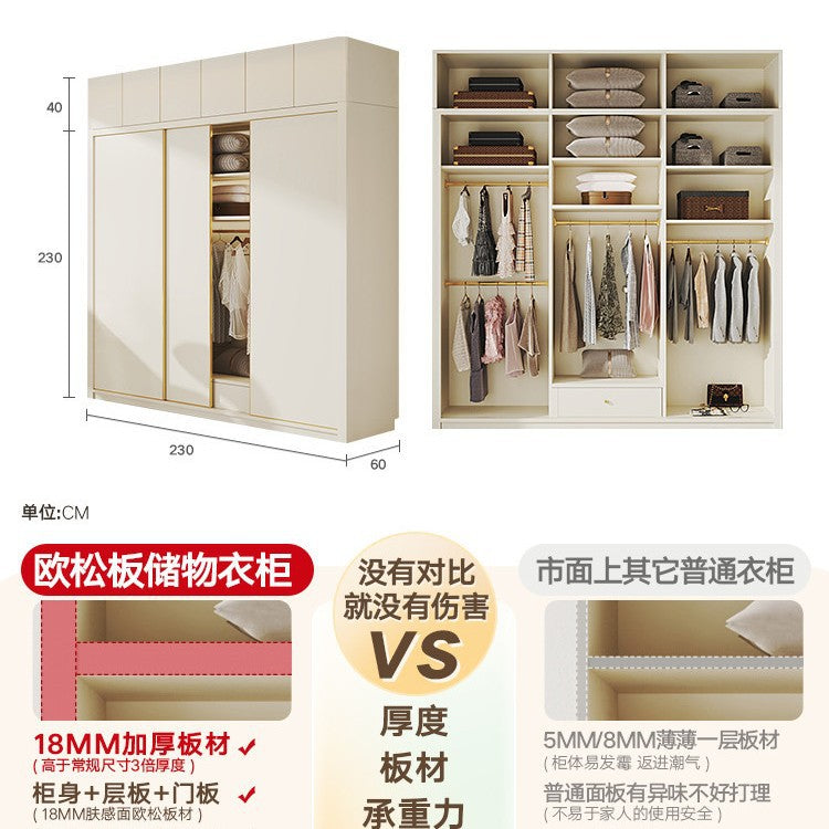 Modern Minimalist Sliding Door Wardrobe Corner Desk Integrated Combination Elevated Cabinet Top Master Bedroom Home Bedroom Wardrobe