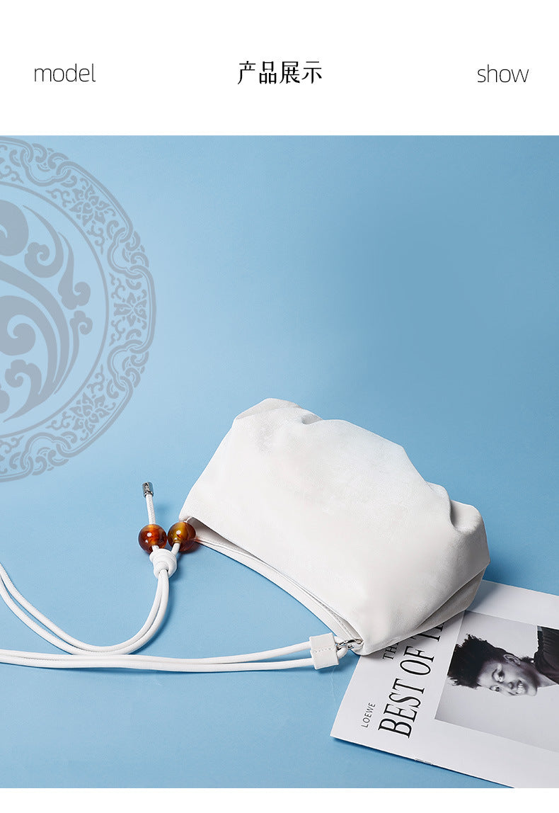 New Chinese Style Pleated Cloud Dumpling Bag Versatile Design Single Shoulder Women's Bag Textured Fashion Crossbody Women's Bag