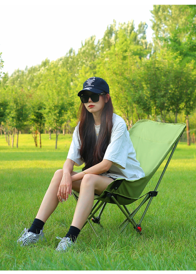 Three-Position Adjustable Moon Chair Reclining Heightened Backrest Outdoor Folding Camping Portable Multi-Functional Chair Camping Chair