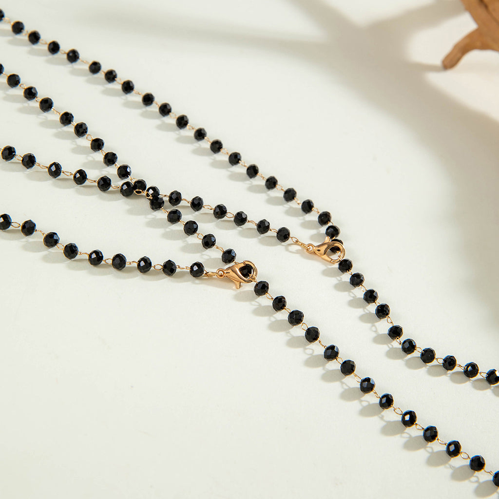 Simple Colorful Beaded Tassel y Chain Necklace Elegant Versatile Diamond-Studded Sweater Chain Jewelry
