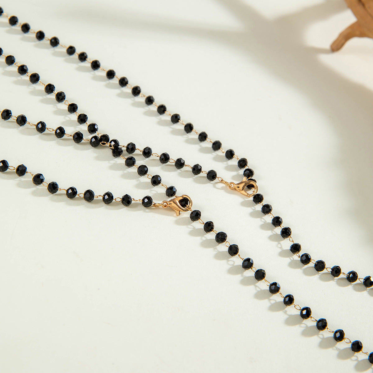 Simple Colorful Beaded Tassel y Chain Necklace Elegant Versatile Diamond-Studded Sweater Chain Jewelry