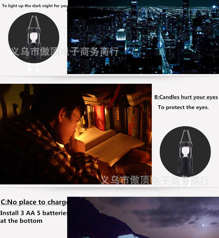 Super Bright Multi-Functional COB Tent light 30LED Camping Light Portable Camping Light Emergency Light Camp Light Pony Light