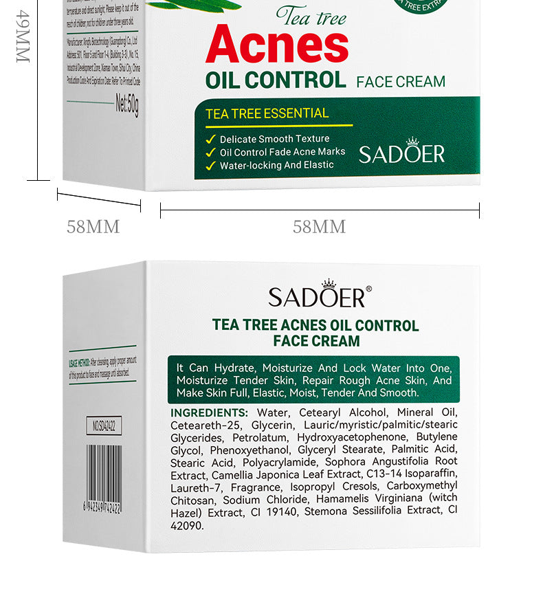 Full English Tea Tree Skincare Set SADOER Cleansing, moisturizing, hydrating five-piece set for  foreign trade wholesale