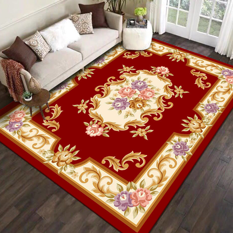 Crystal Velvet Carpet Full Coverage Chinese Style Living Room Sofa Coffee Table Rug Same Style Bedroom Wear-resistant Non-slip Rug