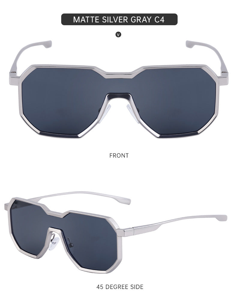 Irregular Steampunk Style Sunglasses European and American Metal Full Frame Integrated Sunglasses for Men Driving Glasses Wholesale