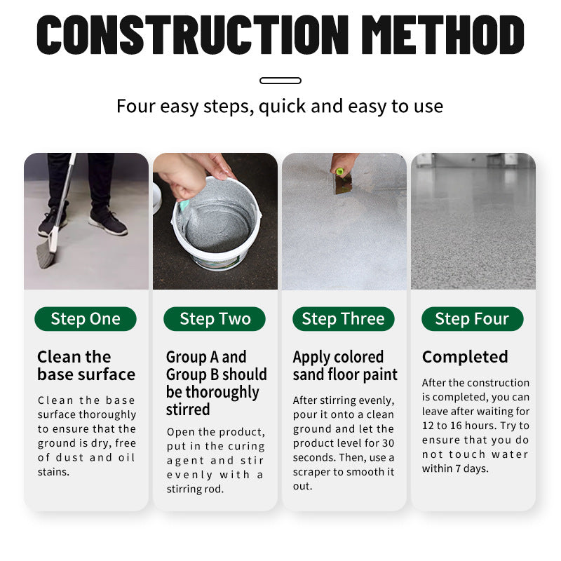 Qixia Epoxy Color Sand Floor Paint Cement Floor Paint Wear-resistant Imitation Marble Paint Self-leveling Floor Paint