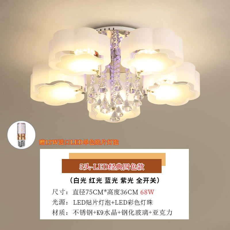 Living Room Lamp Crystal Lamp LED Ceiling Lamp Round Bedroom Lamp Simple Modern Elegant Home Dining Room Balcony Lighting