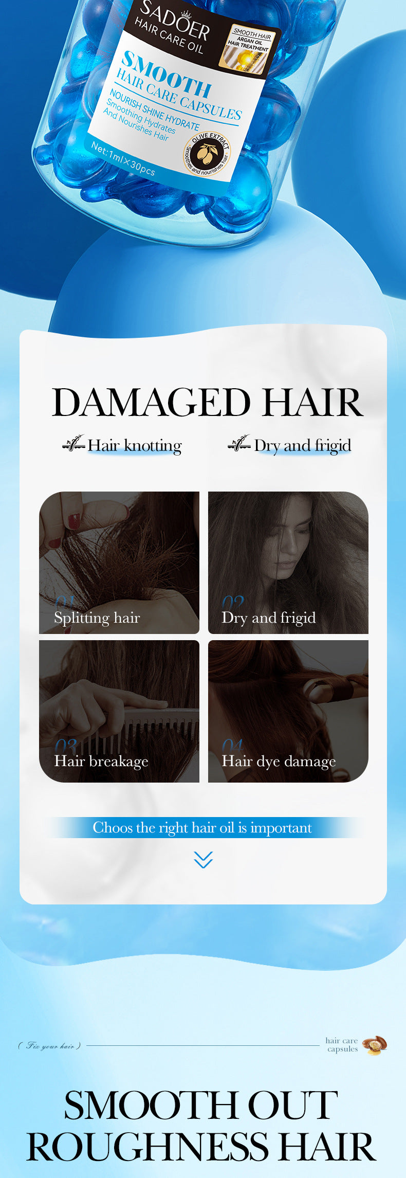 Full English Nut Oil Hair Care Capsules SADOER Improve Frizz Essential Oil Capsule Conditioner  Wholesale