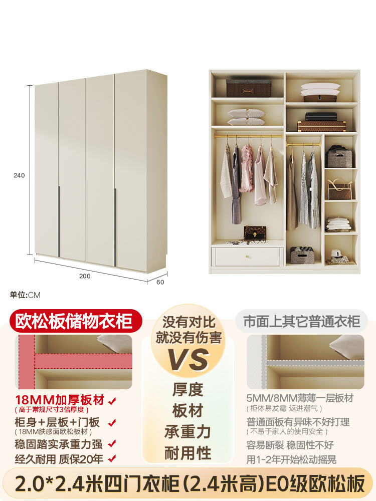 Custom Solid Wood Door-to-Ceiling Wardrobe2024Bestselling Home Bedroom E0Grade European Pine Board Storage Cabinet Furniture