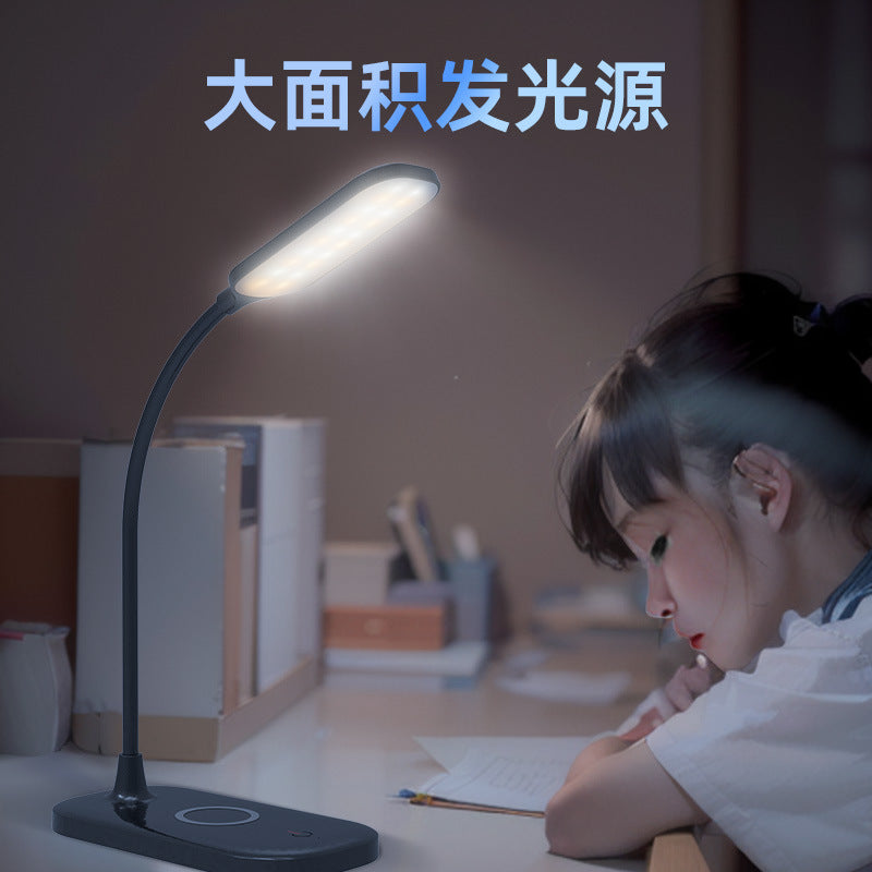 Multifunctional Desk Lamp for Bedroom and Office, Reading Desk Lamp with Three-Level Smart Adjustment, Wireless Charging for Mobile Phones, Eye Protection Desk Lamp
