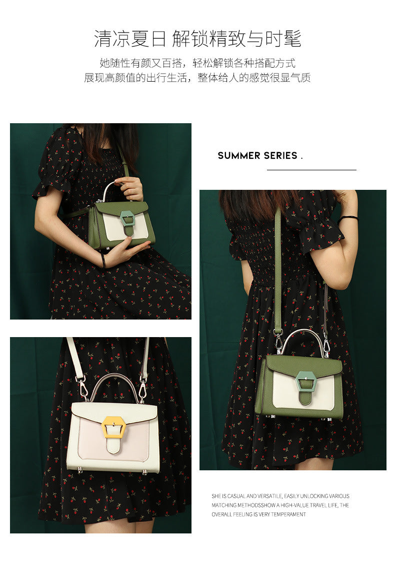 Fashion Color-Block Handbag Shoulder Bag for Women Textured Versatile Design Crossbody Kelly Bag for Daily Commute