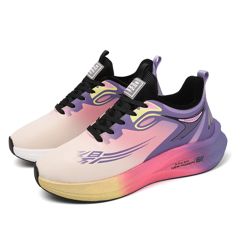 2025Winter New Leather Waterproof Couple Sports Shoes Popcorn Carbon Plate Fleece Lined Thickened Soft Sole Running Shoes