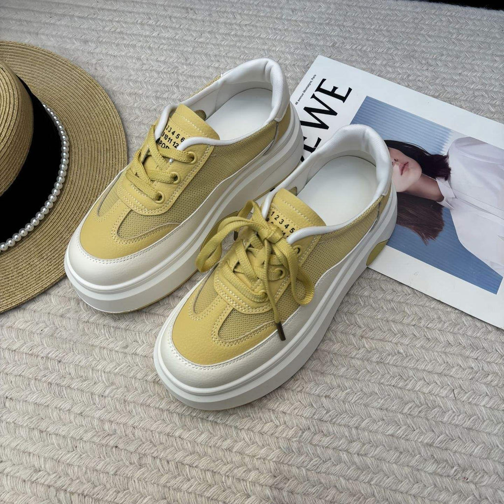 Light Luxury White Sneakers2025New summer breathable thick-soled height-increasing versatile casual lightweight sports sneakers