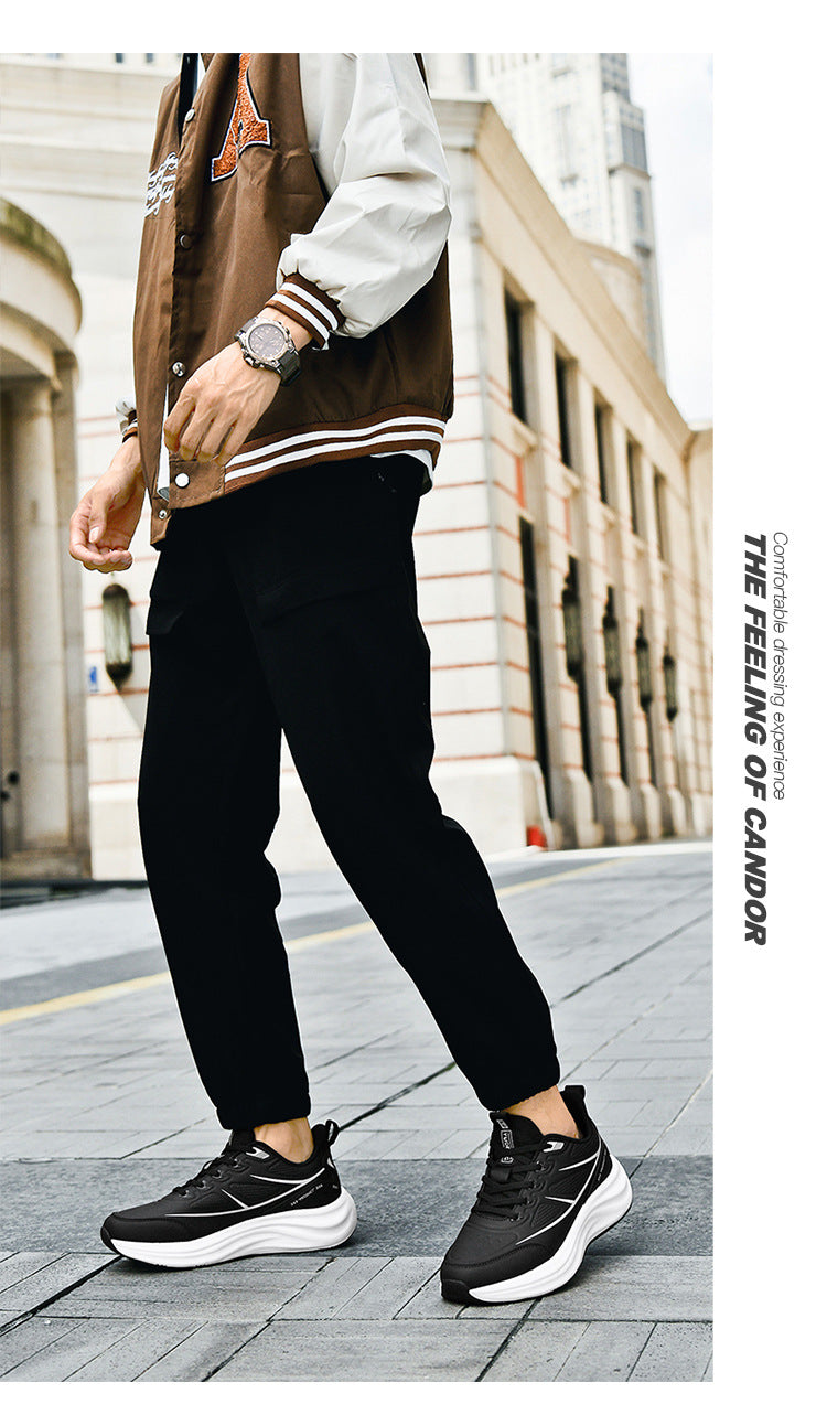 2025New Large Size Leather Waterproof Trendy Casual Men's Shoes Non-Slip Wear-Resistant Sports Shoes Shock Absorption Comfortable Running Shoes