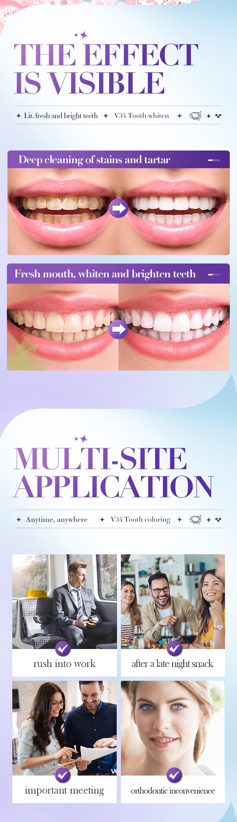 V34Whitening Teeth Strips SADOER Deep Cleaning Teeth Clean Toothpaste Cross-Border Foreign Trade Wholesale