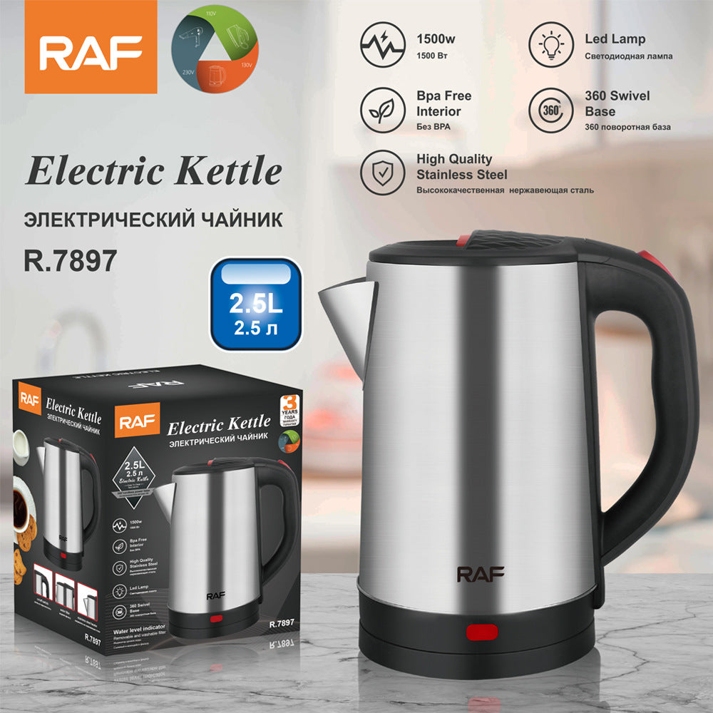 European Standard Wholesale2.5L Stainless Steel Inner Tank Electric Kettle Fast Kettle Automatic Power-off Household Electric Kettle7897