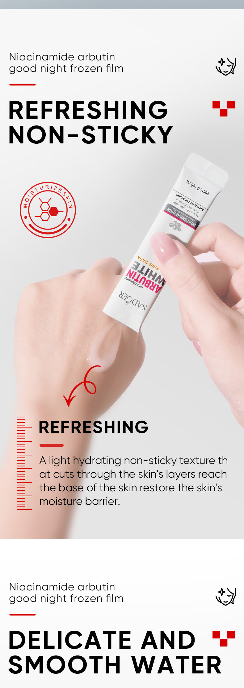 Arbutin Good Night Freeze Mask SADOER Niacinamide No-Rinse Sleeping Mask Strip Pack Cross-Border Wholesale