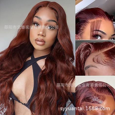 13x4 Body Wave Lace Front Wig Reddish Brown Synthetic Wigs