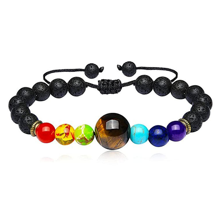 Tiger Eye Stone Couple Braided Bracelet Adjustable Blue Pine Lapis Lazuli Bracelet White Pine Volcanic Stone Handmade Braided Bracelet