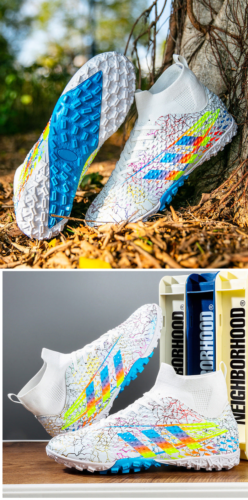 New high-top soccer shoes for men and women AG Spike TF Broken Nail Youth Student Grassland Competition Training Shoes