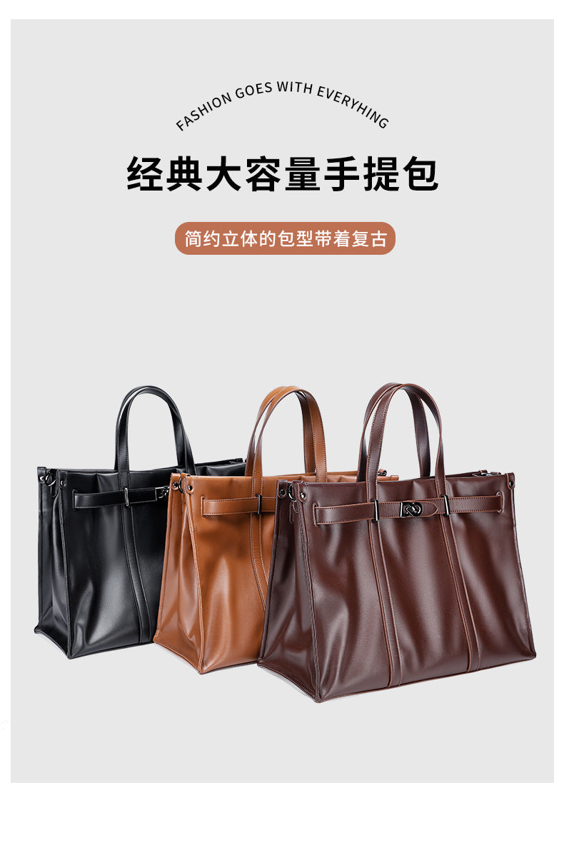 Korean Style Handheld Fashion Casual Briefcase New Work Commute Large Capacity Versatile Tote Bag High-end Feel Women's Bag