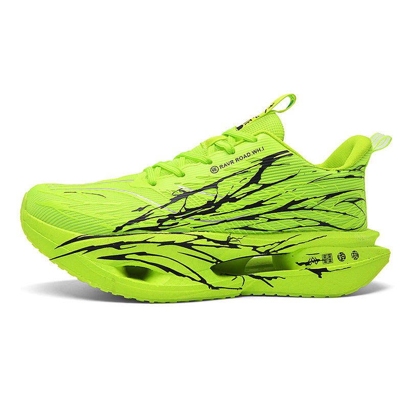 Autumn Winter New Double Mesh Thickened Parent-Child Fluorescent Fashion Casual Sports Shoes Really Soft Bottom Carbon Plate Lightweight Running Shoes