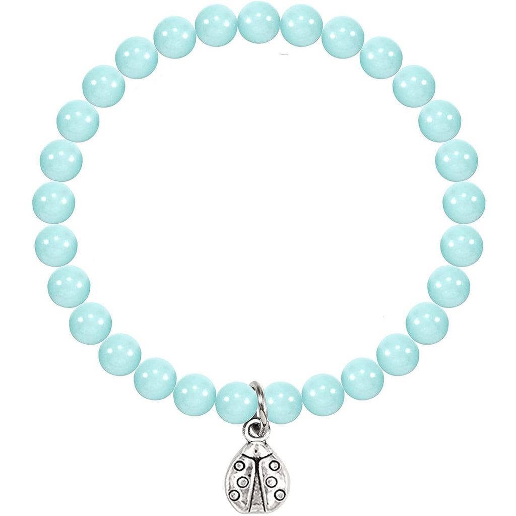 Women's Tianhe Stone Ladybug Bracelet6mm Beaded Pink Quartz Lapis Lazuli Jewelry Bracelet Purple Agate Seven-Star Ladybug Bracelet