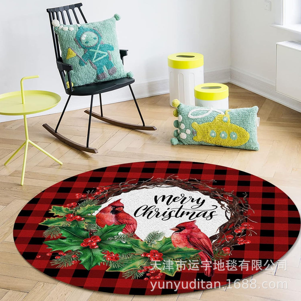 Christmas Carpet Round Living Room Mat Christmas Decoration Atmosphere Mat Christmas Tree Mat Labeling and Shipping