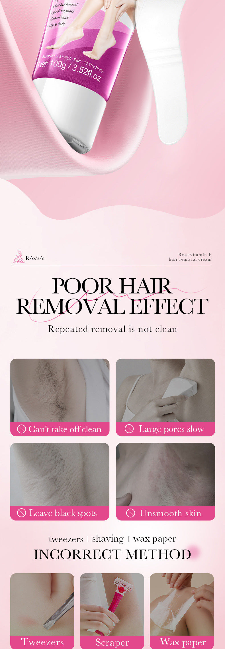 Plant VE Depilatory cream100g SADOER Smooth and Gentle Underarm Hair Removal Cream Cross-Border Wholesale