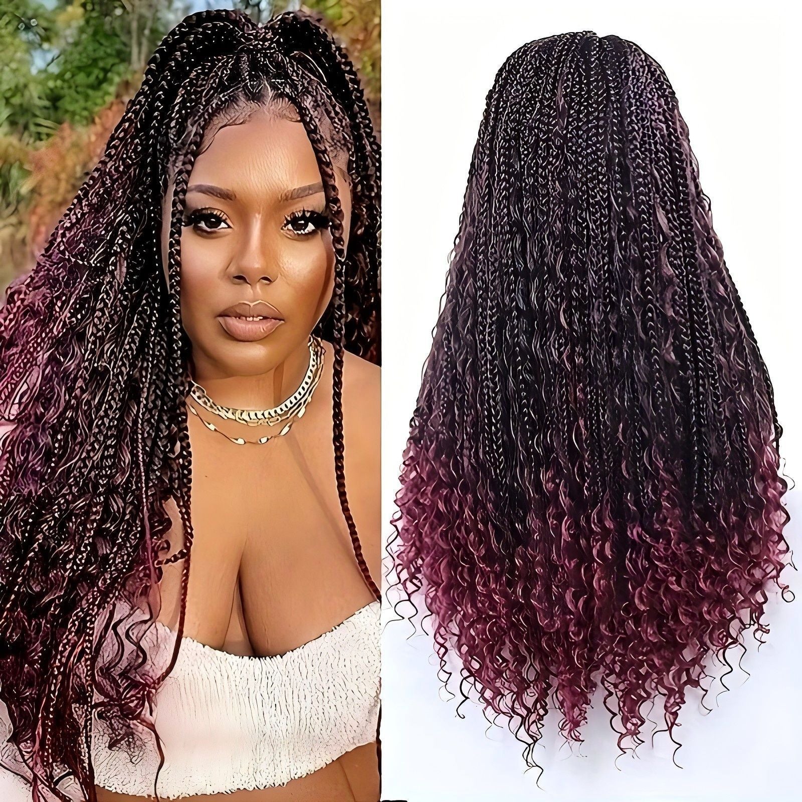 Cross-Border Hot-Selling Wig European and American Style Braided Full Lace Synthetic Crochet Wig Box Braids Wig