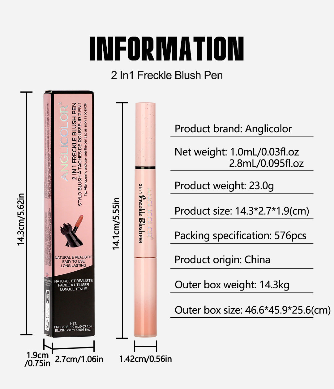 Dual-Head Freckle Pen Blush Liquid Two-in-One Natural Spot Enhancer Waterproof Long-Lasting Mole Spot Pen
