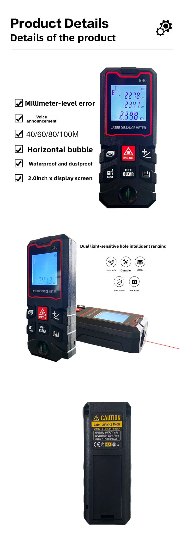 Laser Distance Meter Handheld Electronic Measuring Instrument Infrared Electronic Ruler Room Measuring Ruler Distance Meter
