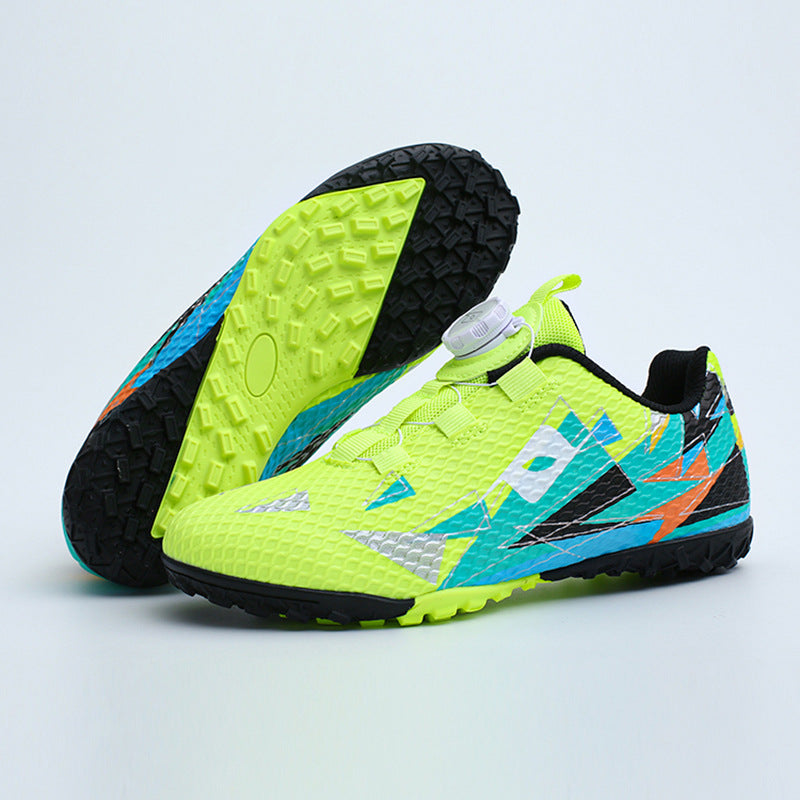 Rotating Buckle Football Shoes Breathable Anti-Slip TF Children's and Teenagers' Turf Training Shoes for Flat Ground Competitions