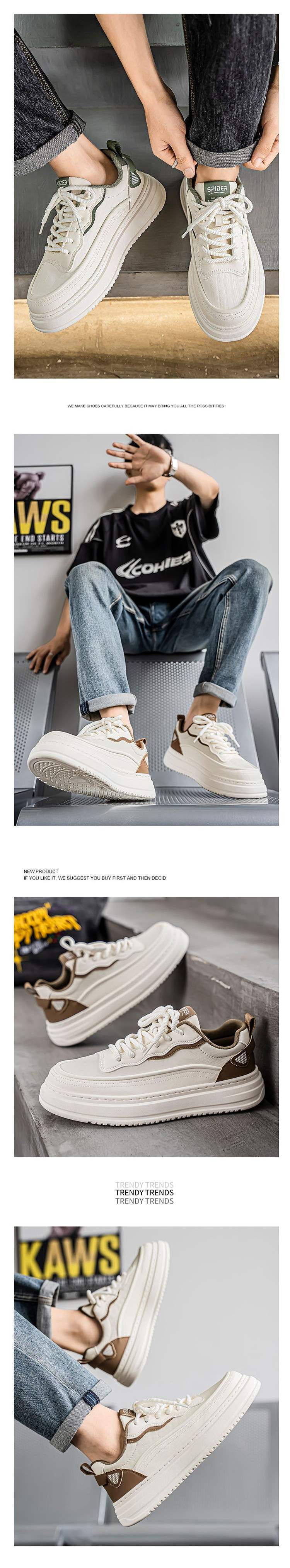 Men's Shoes2025Summer New Breathable Versatile Low-Top Casual Sneakers Men's Leather Waterproof Sports White Trendy Shoes