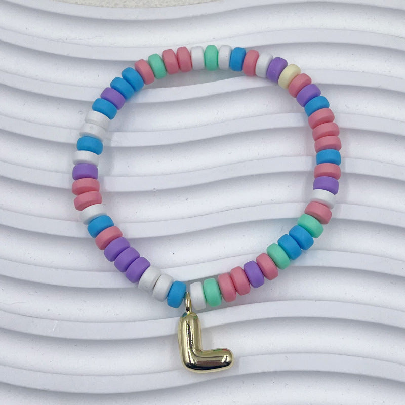 Bubble Balloon Letter Bracelet Best Friend Friendship Gift Sweet Bracelet Colorful Soft Clay Abacus Bead Bracelet