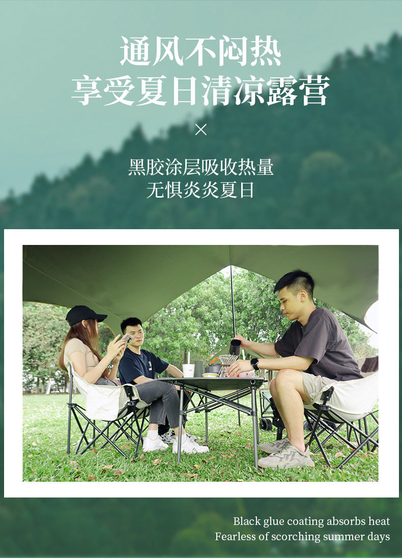 Canopy Tent Outdoor Camping Hexagonal Black Coated Silver Tarp Awning Camping Picnic Equipment Large Size Canopy