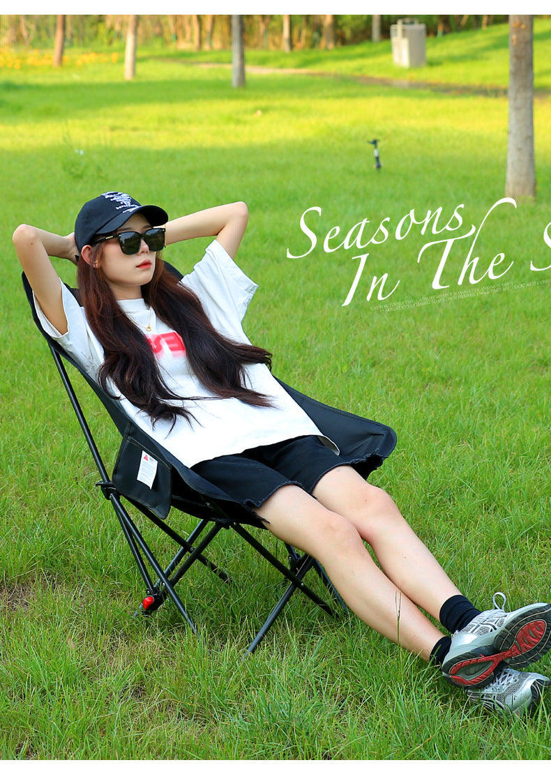 Three-Position Adjustable Moon Chair Reclining Heightened Backrest Outdoor Folding Camping Portable Multi-Functional Chair Camping Chair