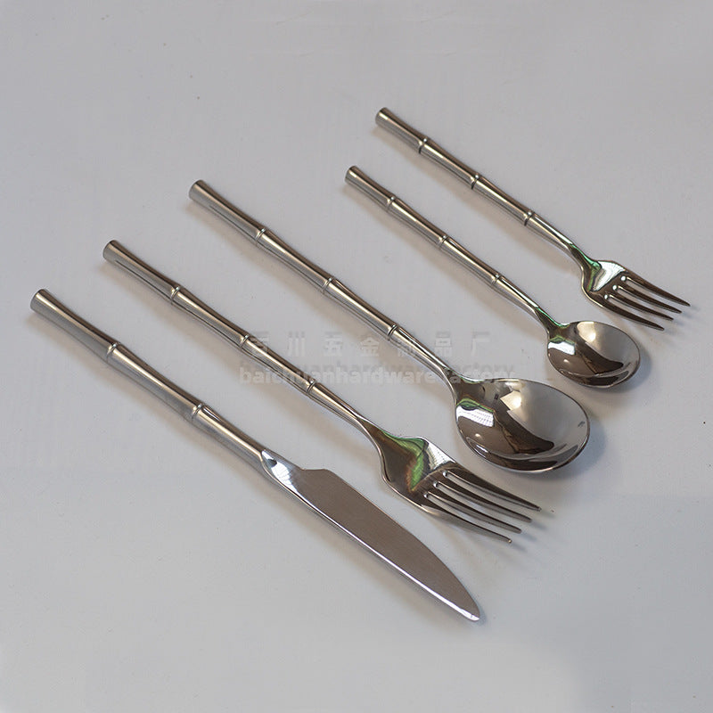 304Stainless Steel Bamboo Chopsticks and Spoon Set High-End Solid Tableware Household Set Dessert Spoon Fork Fruit Fork Tableware