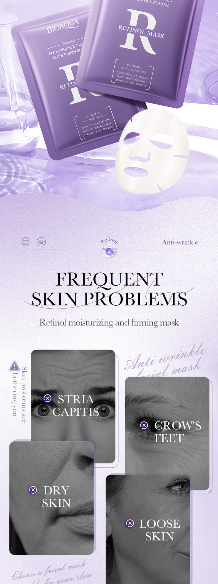 Full English Mask25g BIOAOUA Dimension C Retinol Hydrating Moisturizing Mask Sheet Pack  Wholesale