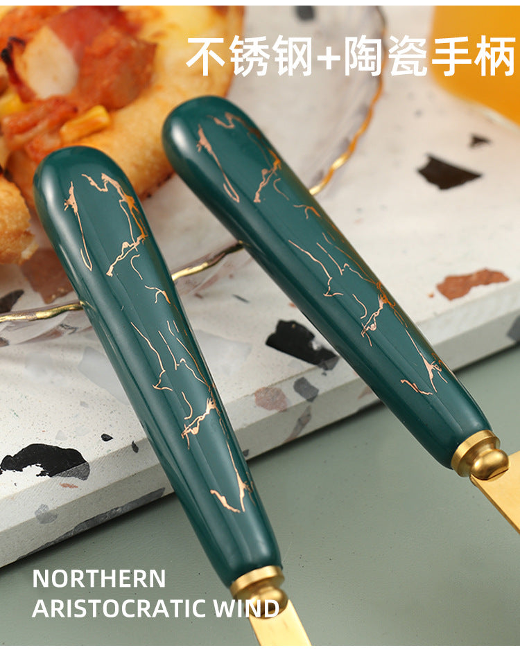 Ceramic Handle Stainless Steel Knife and Spatula Gift Set Creative Baking Tools Cheese Knife Butter Knife Cake Spatula Pizza Spatula