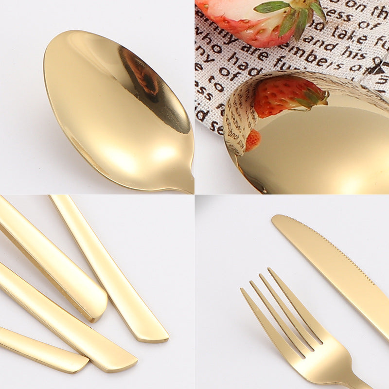 410Stainless Steel Tableware Restaurant Steak Knife Fork Oblique Handle Western Food Knife Fork Spoon6Human Portion24Set
