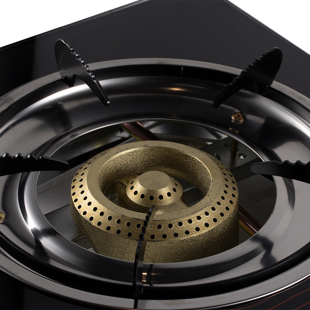 European Standard Gas Stove Single Burner Household Liquefied Gas Tabletop Flameout Protection Glass Rotating High Heat Natural Gas R.8034