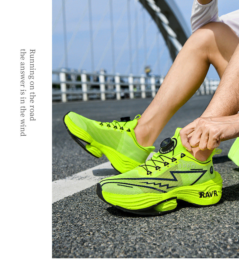 2025Autumn Winter Casual Fashion Double Mesh Knob Buckle Sneakers Super High Elastic Soft Sole Carbon Plate Anti-Slip Running Shoes