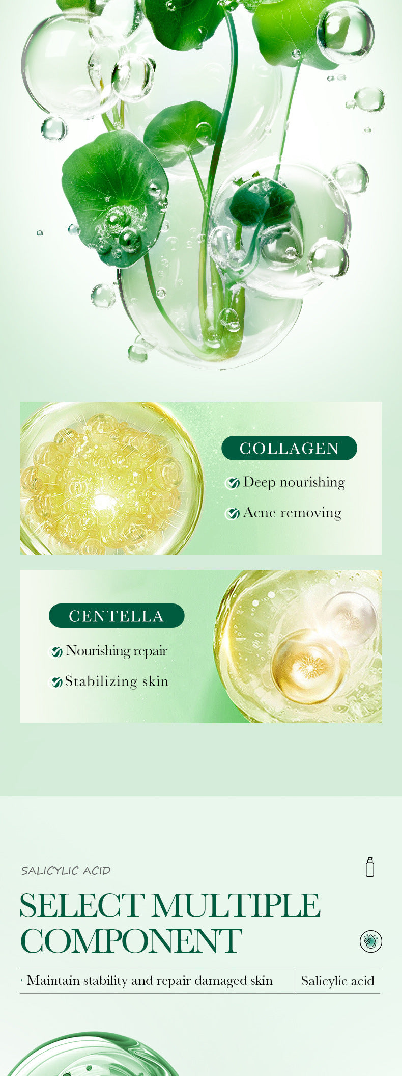 Full English Salicylic Acid Skincare Series SADOER Anti-acne Amino Acid Moisturizing and Hydrating Skin Care Products  Foreign Trade Approval