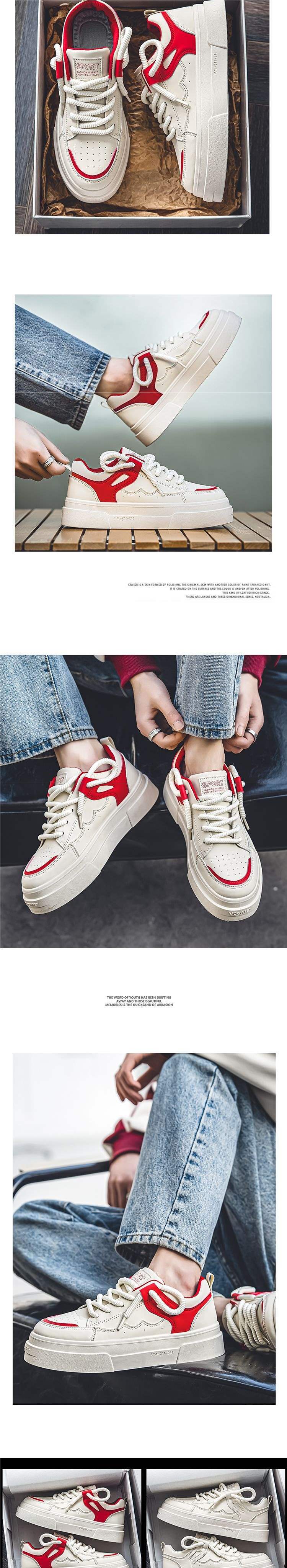 Spring and Summer Men's Shoes2025New Thick-Soled White Sneakers for Men Trendy Versatile Casual Sports Board Shoes