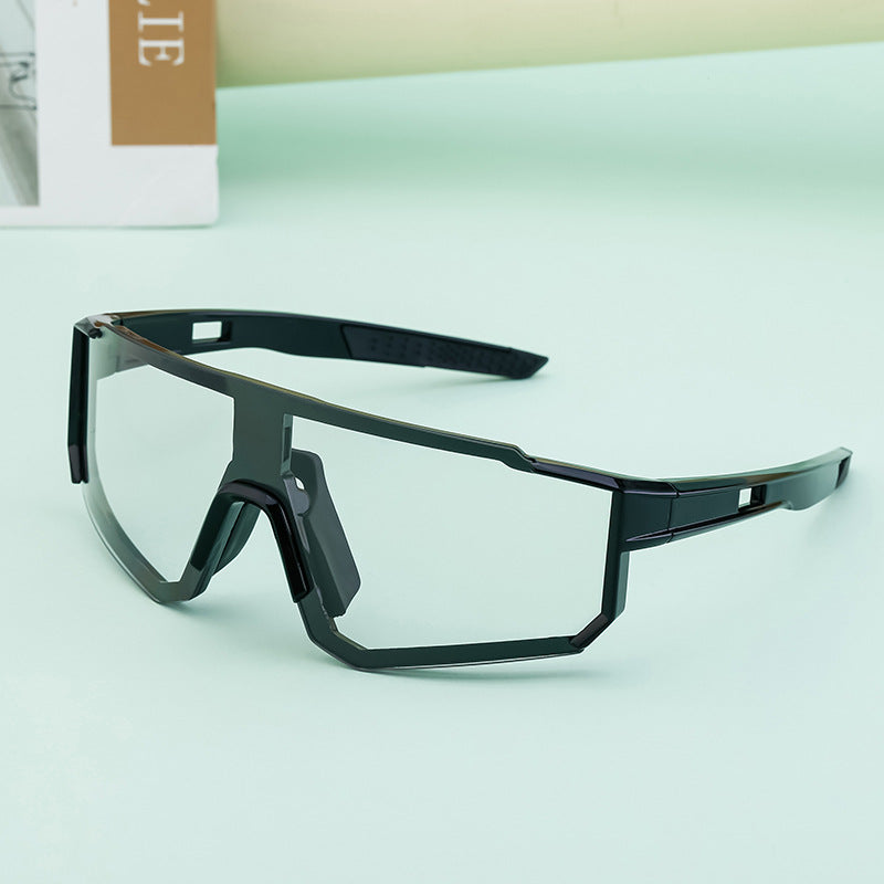 European and American One-piece Photochromic Sunglasses Women Outdoor Cycling Sports Windproof Sunglasses Men Wholesale shades