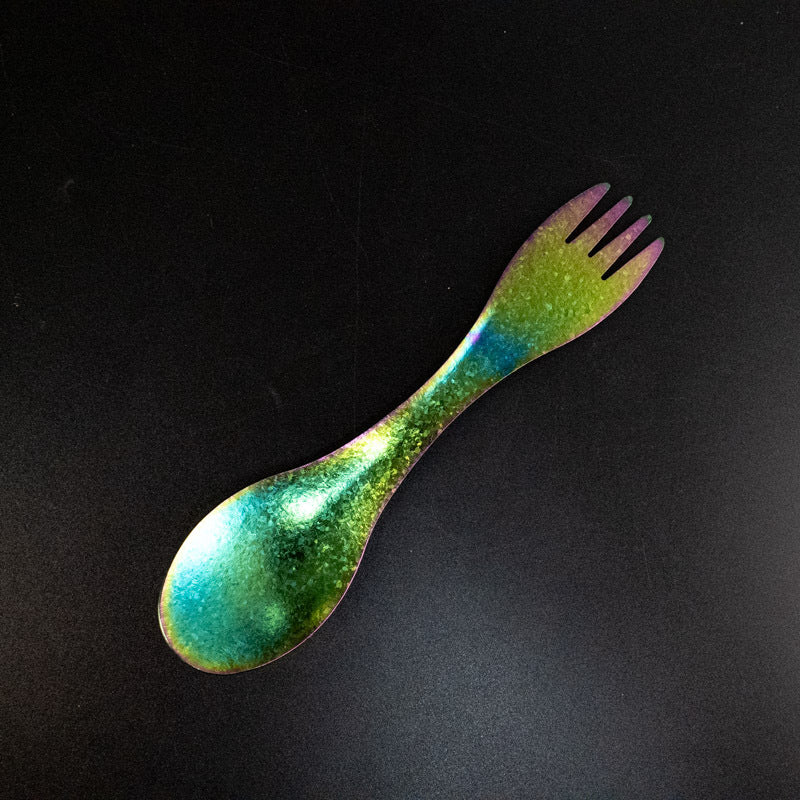 Pure Titanium Multifunctional Spoon Fork Ice Flower Camping Outdoor Crystal Fork Household Lightweight Spoon Creative High-Value Colorful