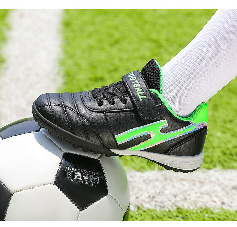 New football shoes for men and women with Velcro for children TF Broken Nail Style Youth Student Grassland Flat Training Shoes