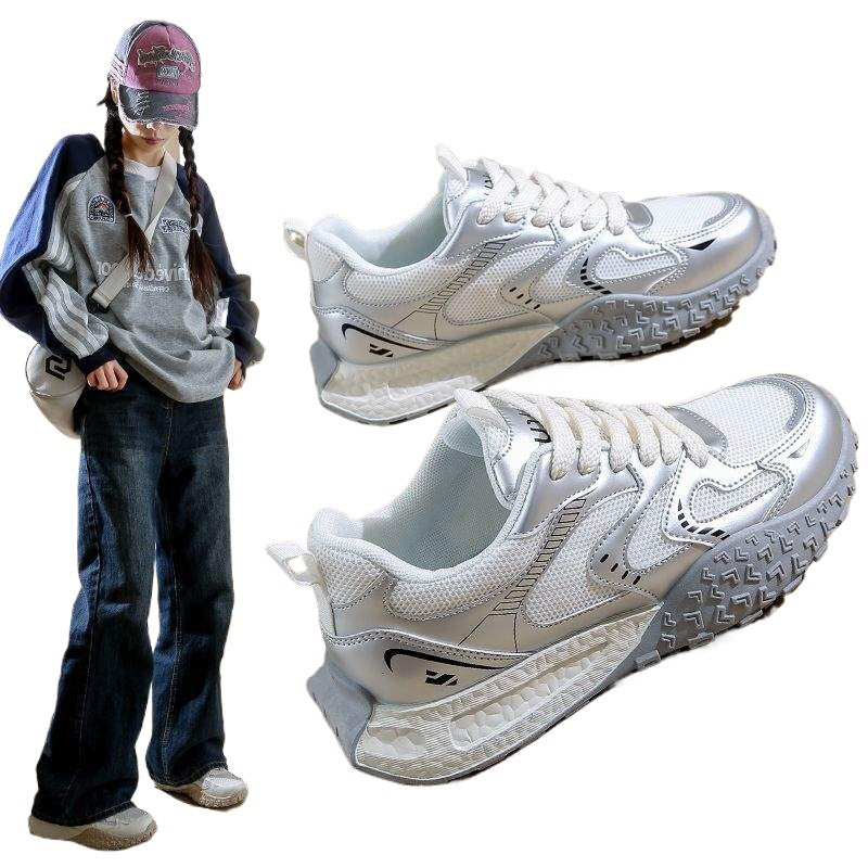 German Training Shoes Women's Shoes2025Spring New Casual Sports Running Shoes Lightweight Forrest Gump Shoes Versatile White Sneakers Mesh Shoes