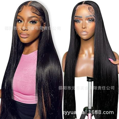 13x4 Lace Front Wigs Long Straight  Black Synthetic Wigs